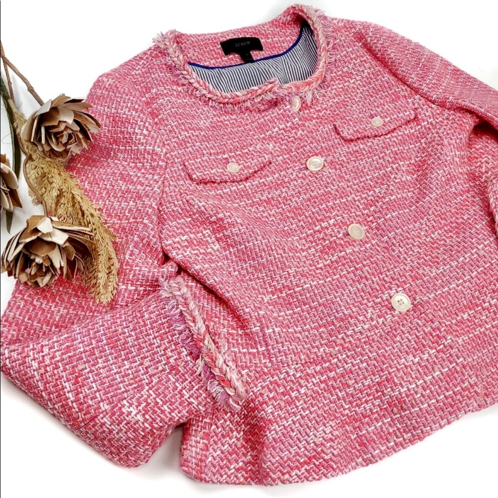 J. Crew Pink Peach Tweed Blazer Sz 10